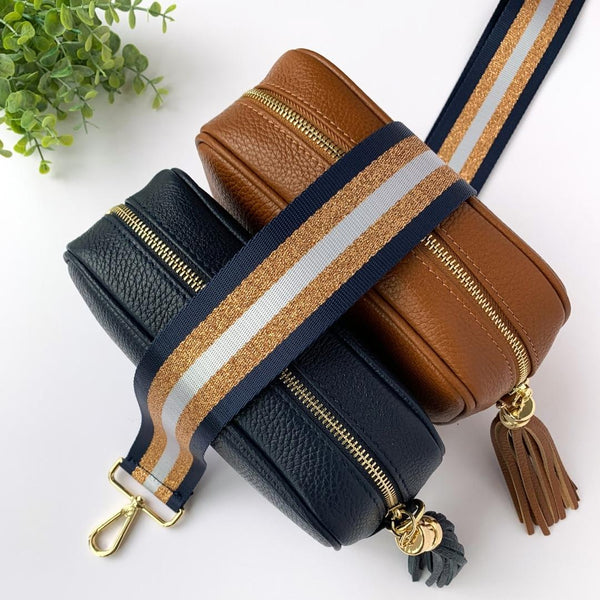 navy and gold metallic replacement bag strap