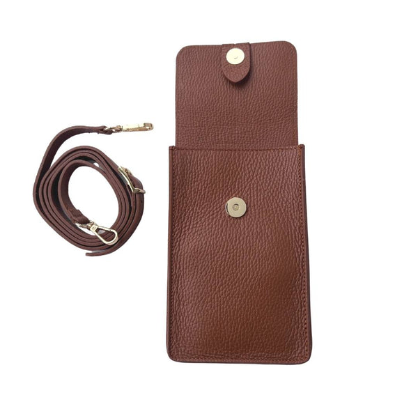 Tan Leather Smart Phone Cross Body Bag