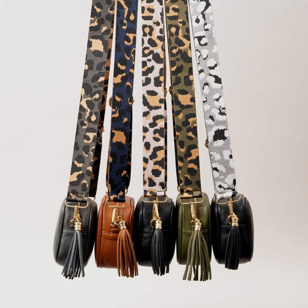 Navy & Taupe Cheetah Print Bag Strap