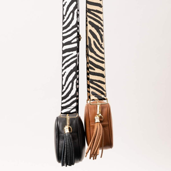 Black & White Zebra Print Bag Strap at