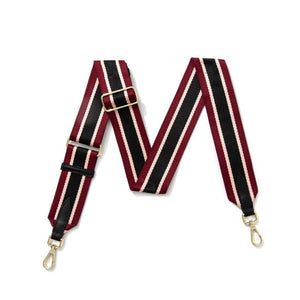 Burgundy Red  & Pink Stripe Bag Strap