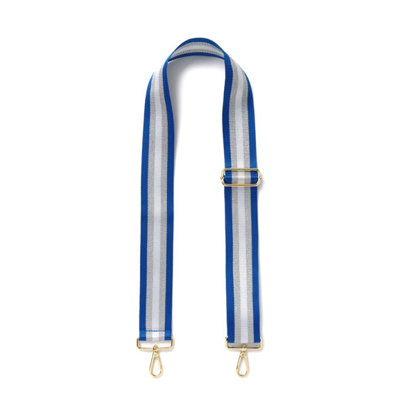 Cobalt Blue & Silver Metallic Stripe Bag Strap