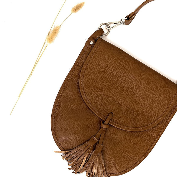 The "Betty" Tan Leather Tassel Bag