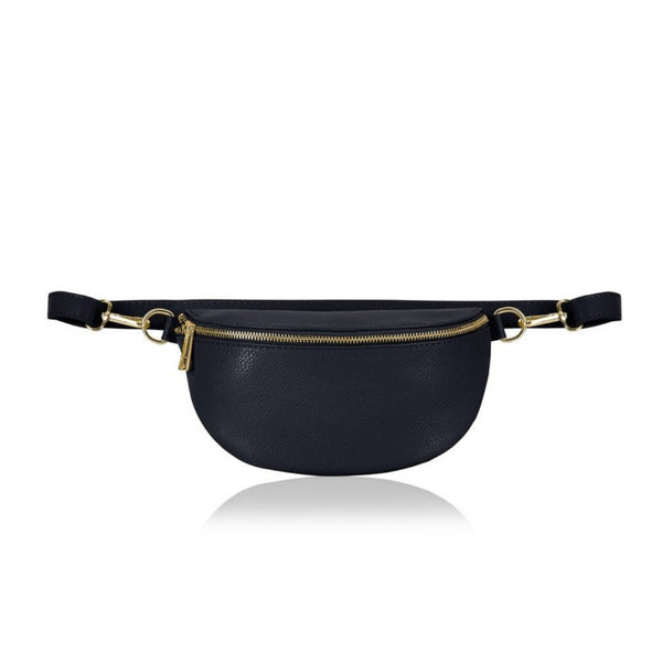 Navy Leather Waist Belt Bag Bum Bag, Belt Bag