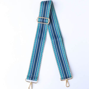 blue aztec stripe bag strap