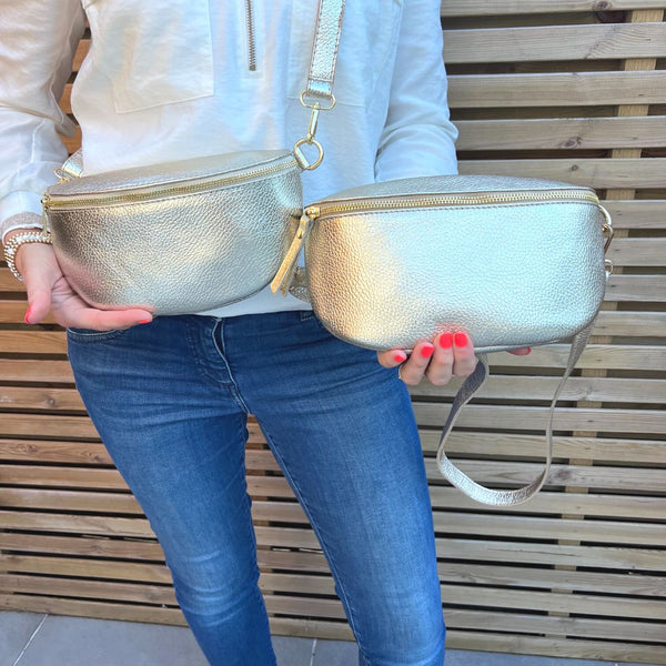 Gold Leather Sling Bag / Bum Bag - Back in stock