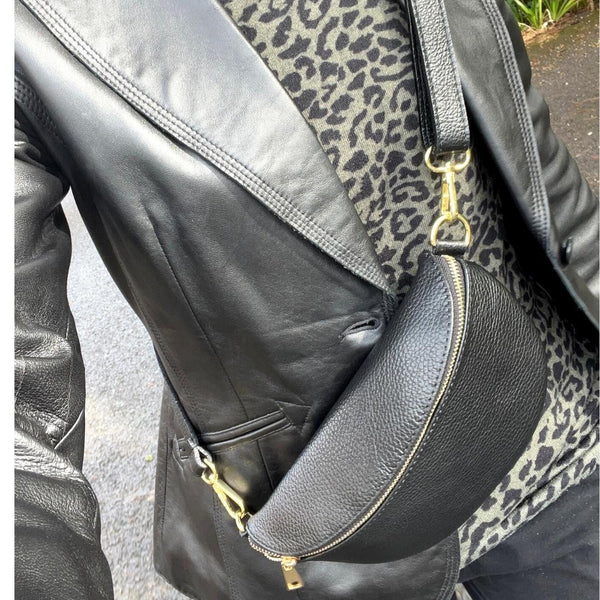 Bestselling Black Leather Sling Bag \Bum Bag