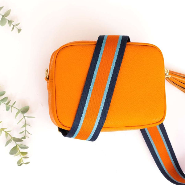 Bright Orange Leather "Florrie" Cross Body Tassel Bag